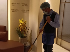 Housekeeping staff cleaning a commercial lobby in Delhi NCR - photo 1